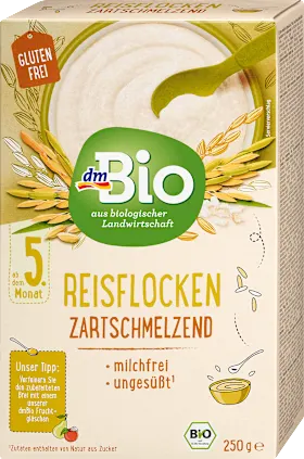 dmBio Cereal porridge rice flakes tenderly melting from the 5th month, 250 g