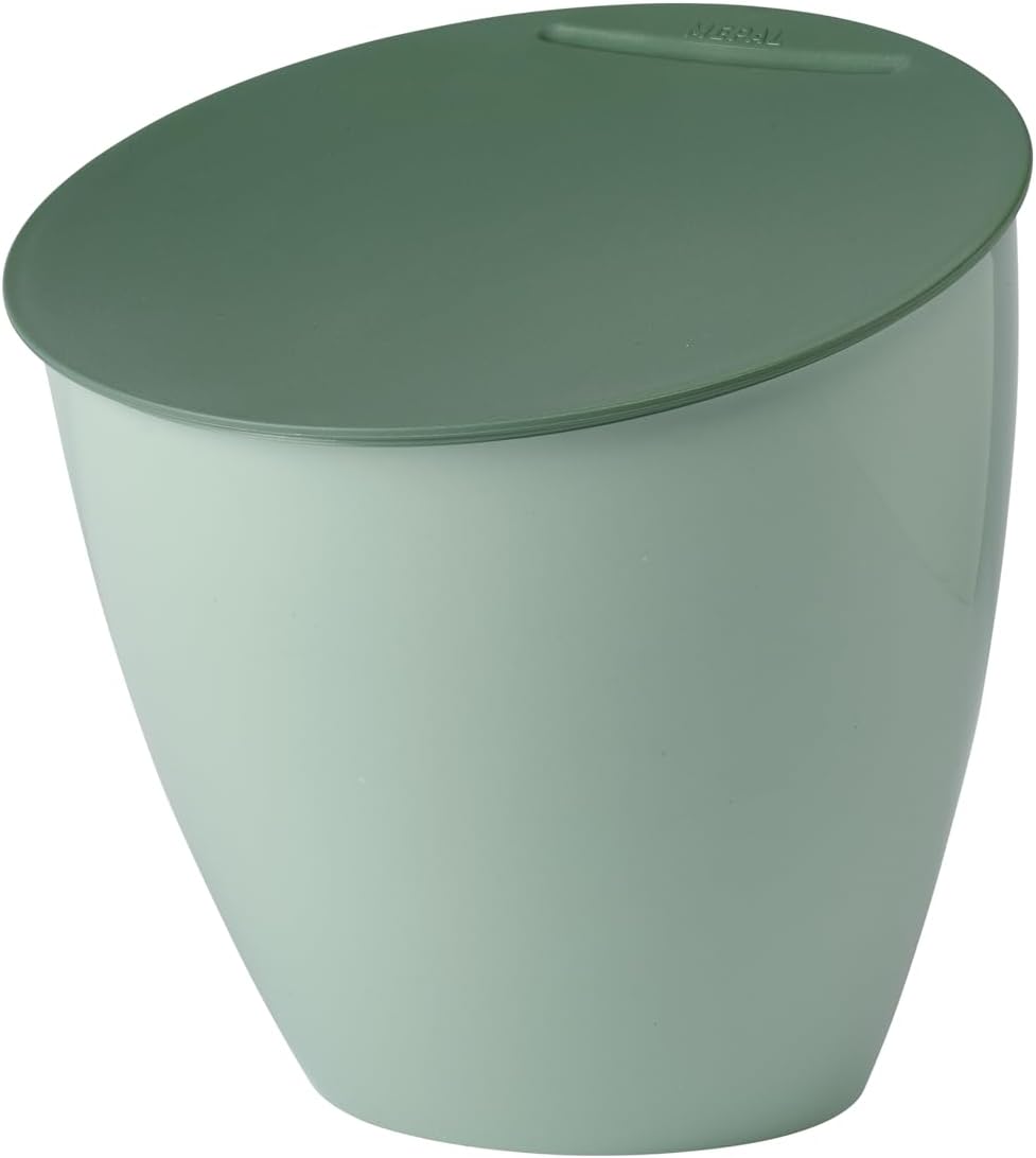 Mepal - Calypso Kitchen Waste Bin - Small Bin with Lid - Kitchen Compost Bin - Ideal for Kitchen Organization - Kitchen Helper & Dishwasher Safe - 2200 ml - Nordic Sage