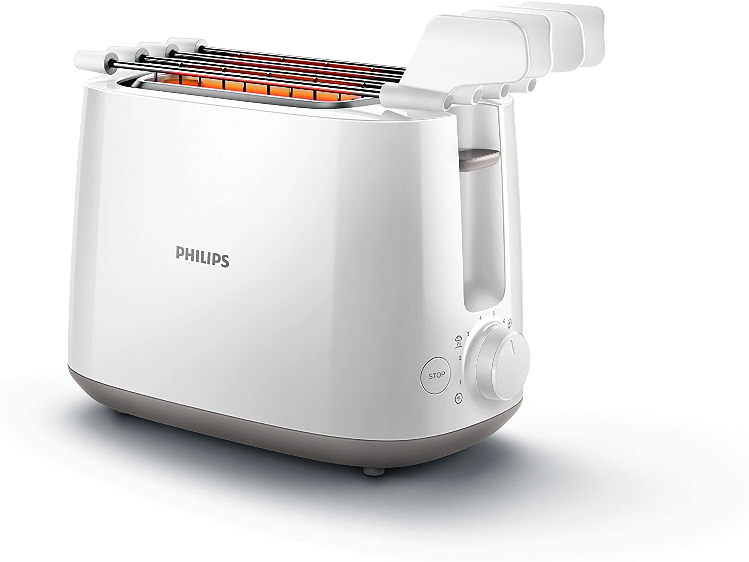 Philips Daily Collection HD2583 / 00 8 slices 600W white - toaster (8 settings, white, plastic, knobs, rotating, China, 600 W)