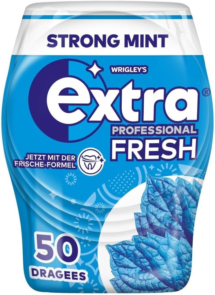 EXTRA Store Extra Professional Fresh Chewing Gum, Strong Mint, 50 Dragees (Pack of 5)