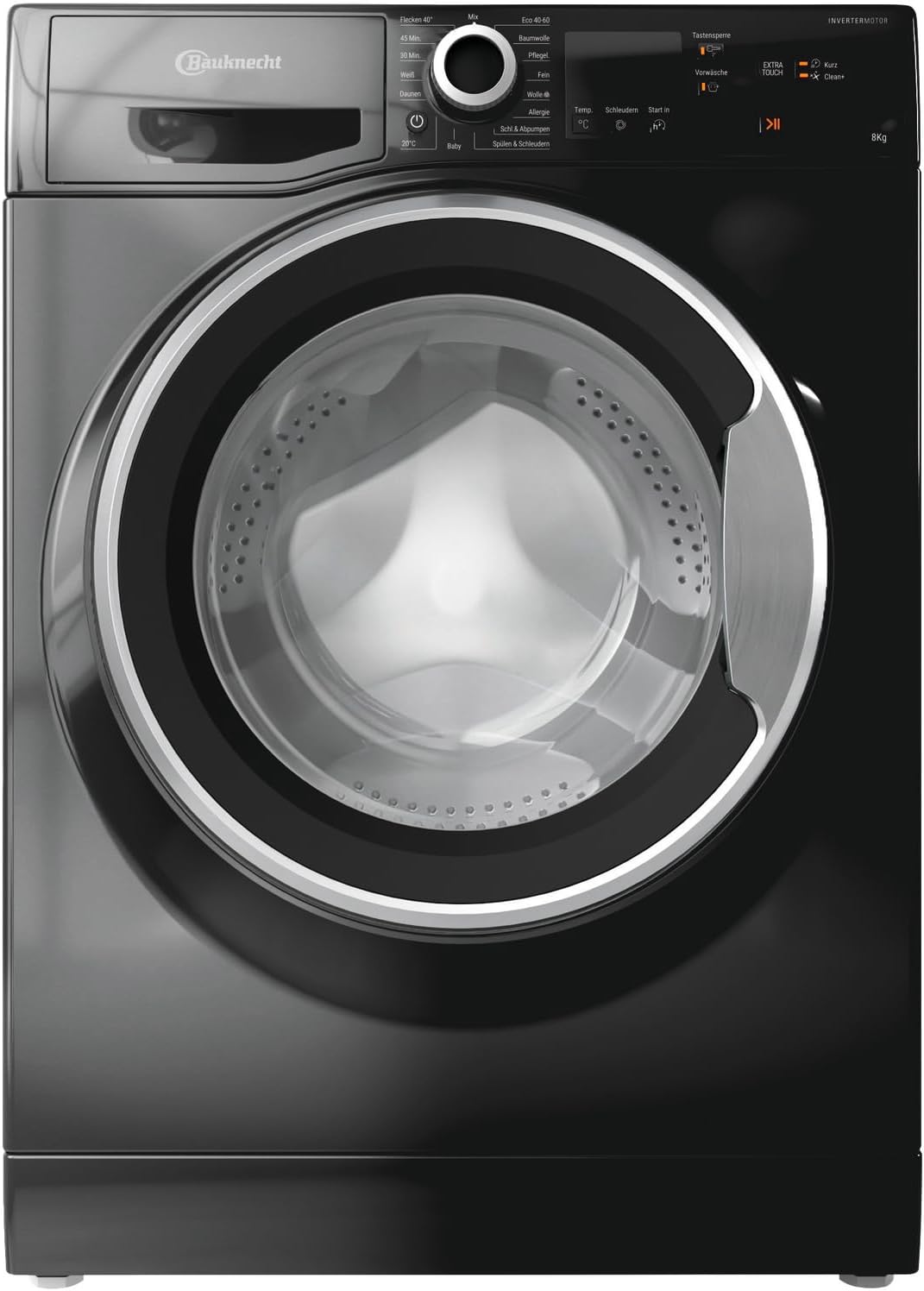 Bauknecht W8 S6300 A Washing Machine Front Loader / 8 kg / Energy Efficiency Class A / Short 30 / Short 45 / Powerful Stain Removal / Anti-Allergy Program / Wool Program / Black / Durable Inverter Motor