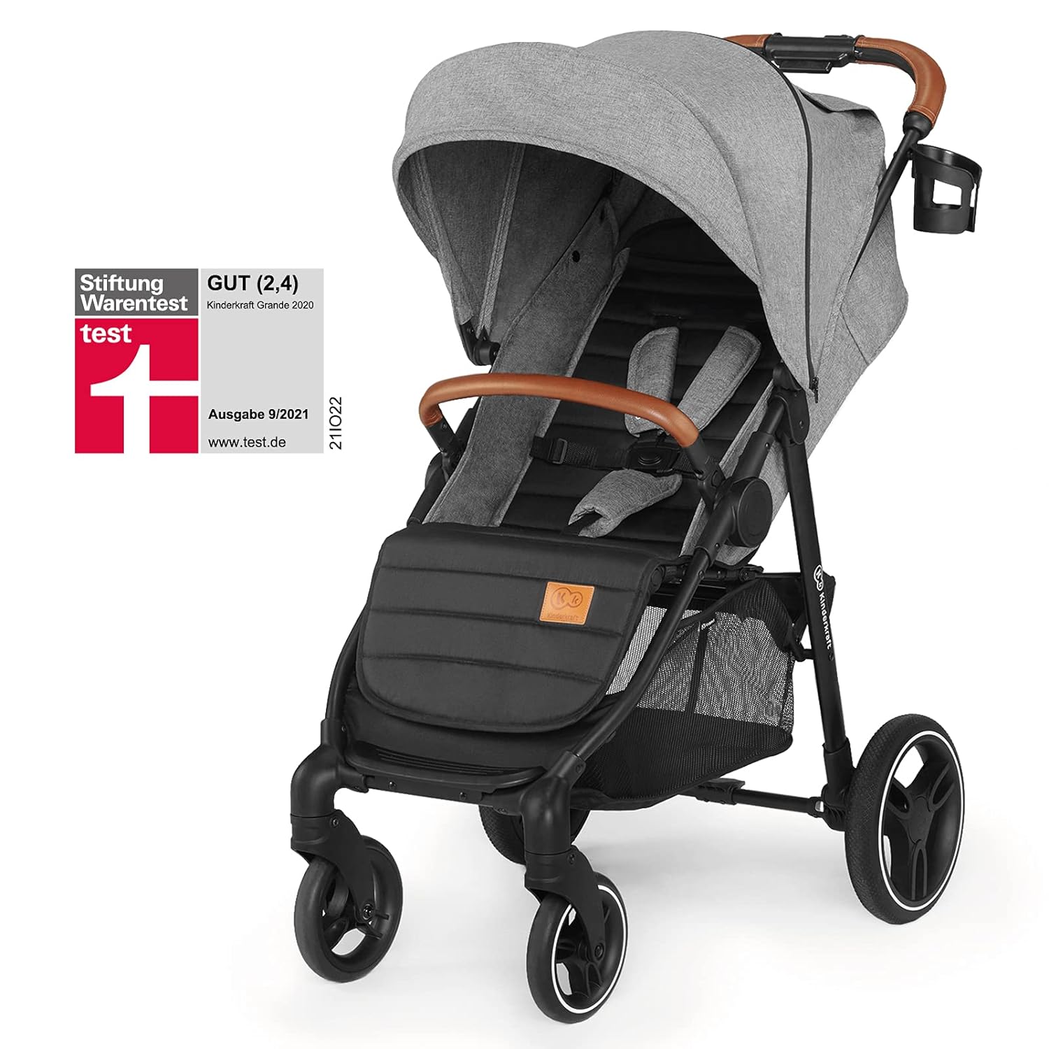 kk Kinderkraft Kinderkraft Kinderwagen GRANDE 2020, Kinderbuggy, Liegebuggy, Sportwagen, Großer und Bequemer Buggy, Zusammenklappen mit Schlaffunktion, Große Bude mit Allradaufhängung, Geräumiger Sitz, Schwarz