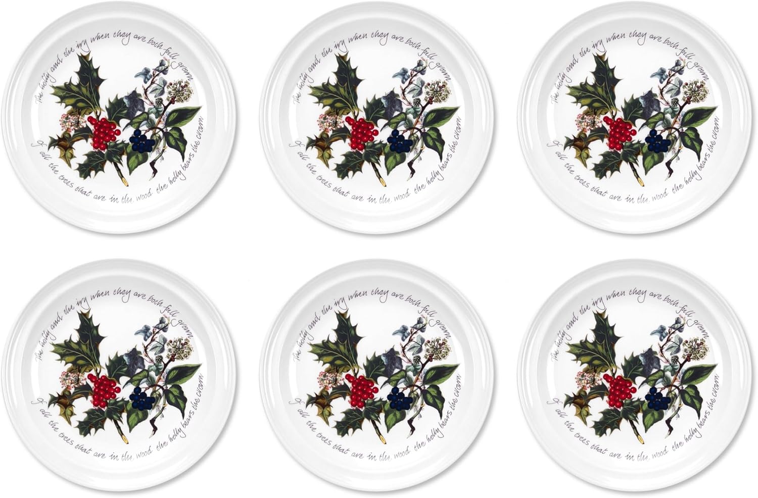 Portmeirion The Holly & Ivy Plate, Ceramic Multi-Colour, 21.5 x 21.5 x 3 cm
