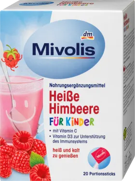 Mivolis Hot drink hot raspberry for children, portion sticks 20 hours, 100 g