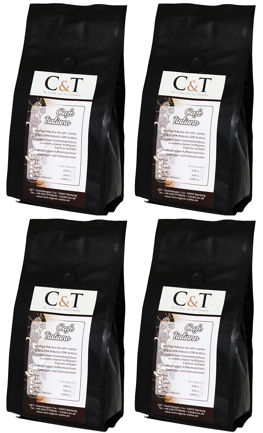 Unsere Kaffees / Espressi Coffee Beans Espresso Cafe Italiano Whole Beans 4 x 1000 g Freshly Roasted by Us