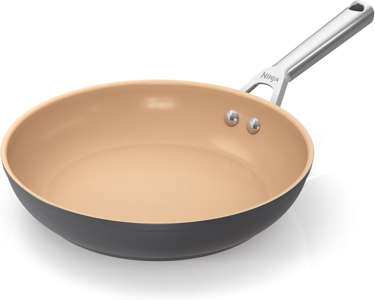 Ninja Extended Life 24 cm Ceramic Frying Pan, Non-Stick Coating (No PFAs, PFOAs, Lead or Cadmium), Suitable for Induction, Stainless Steel Handle, Oven Safe up to 285 °C, Terracotta & Gray, CW90024DE