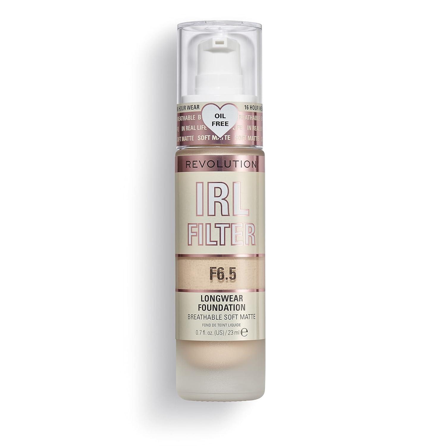 Makeup Revolution, IRL Filter Longwear Foundation, Medium to Full Coverage, F6.5, 23 ml