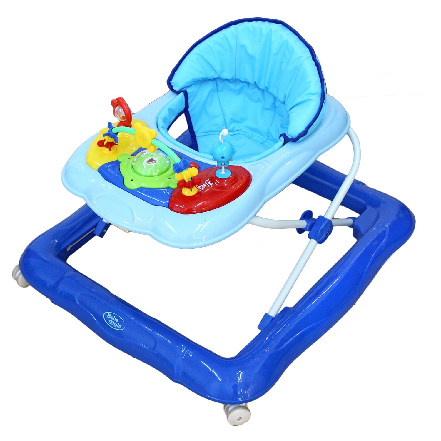 Bebe Style BW0016B Deluxe Baby Walker, Walker with Play Centre, Walking Aid Baby Walker, Blue