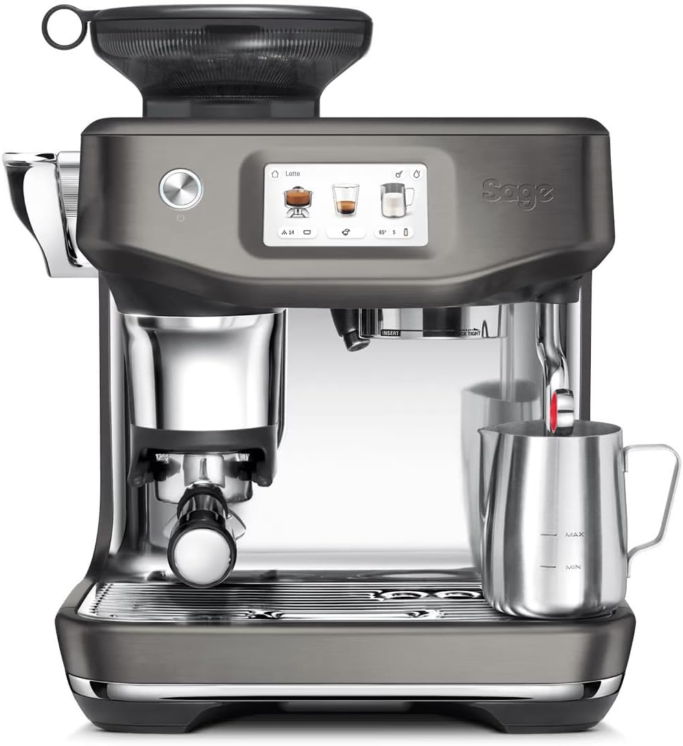 Sage - The Barista Touch Impress - Coffee machine with automatic milk frothing, integrated grinder & cold brew function - Intelligent dosage, assisted tampering - Black stainless steel