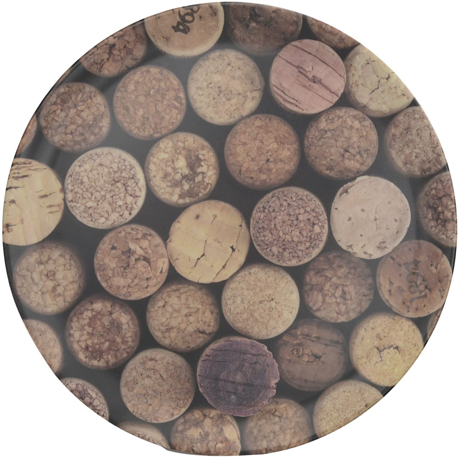 Creative Tops Cork Round Melamine Serving Tray with Decorative Print 36cm (14\") - Brown