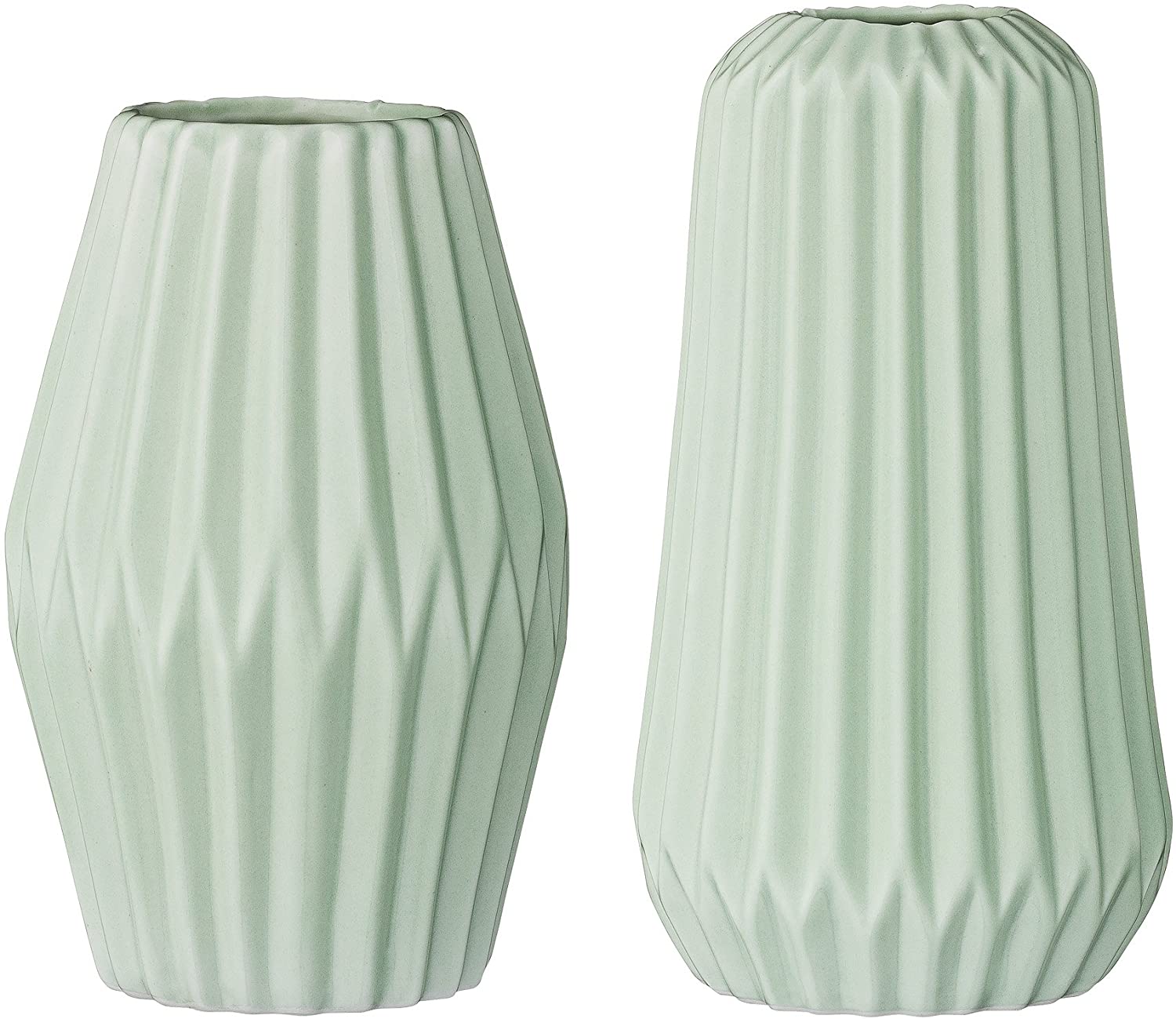 Bloomingville Vases Fluted Mint Porcelain 2 ass.