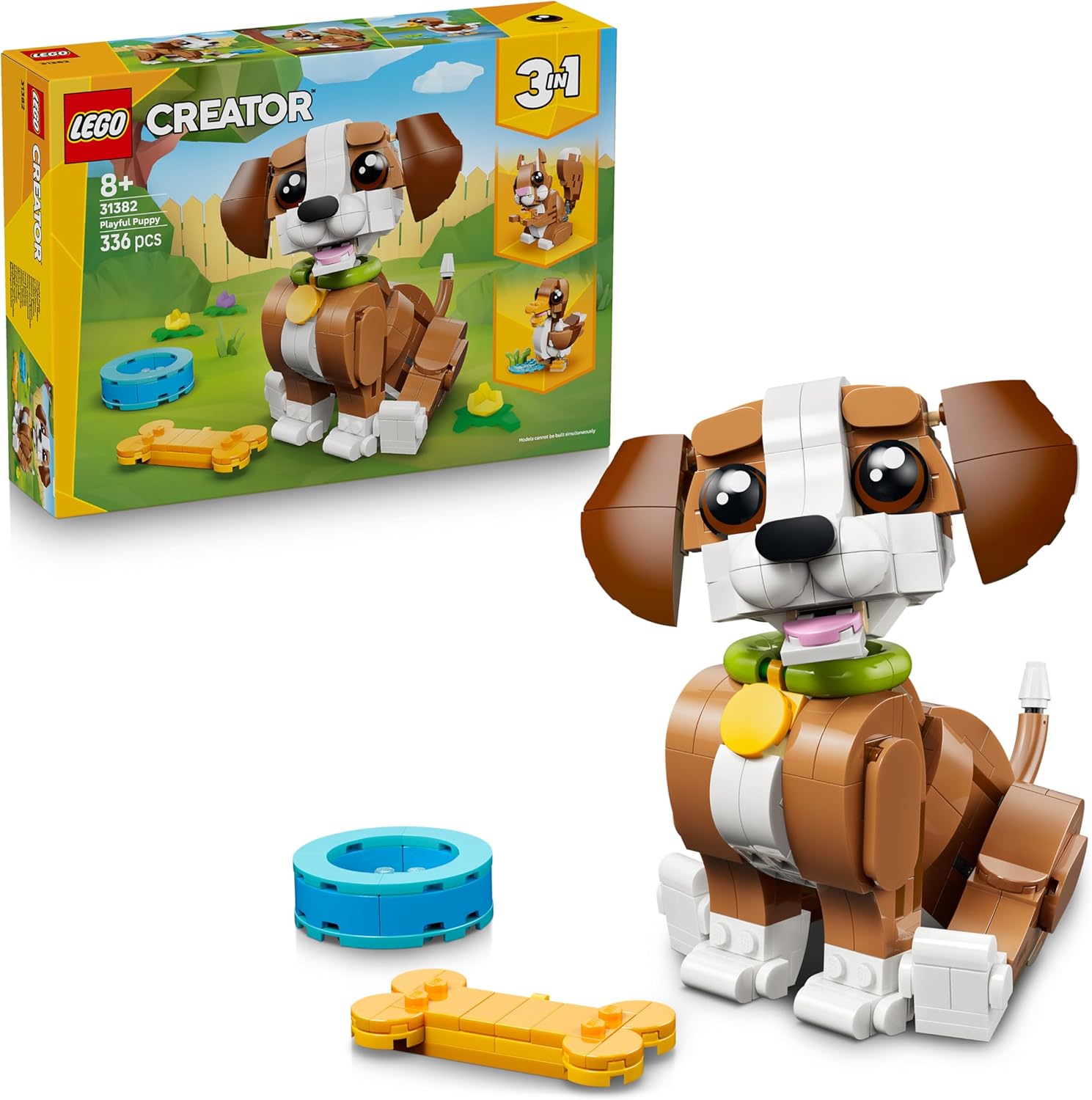 LEGO Creator 3-in-1 Set Cute Animals: Playful Puppy - Dog Toy Dog Construction Set - Construction Toy with Dog Figure, Puppies & 3 Building Options - Creative Gift for Children - 31382