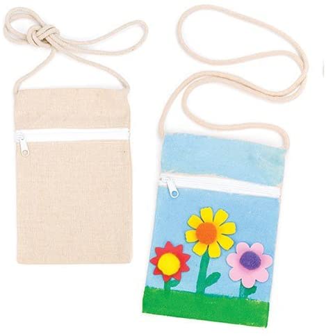 Baker Ross Plain Fabric Shoulder Purses For Children To Paint, Decorate