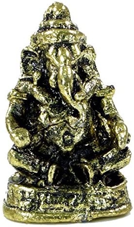 Guru-Shop GURU SHOP Small Elephant Talisman from India - Motif 2, Gold, Sculptures & Statues