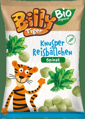 Billy Tiger Children's snack Knusper rice balls spinach, from 3 years, 30 g