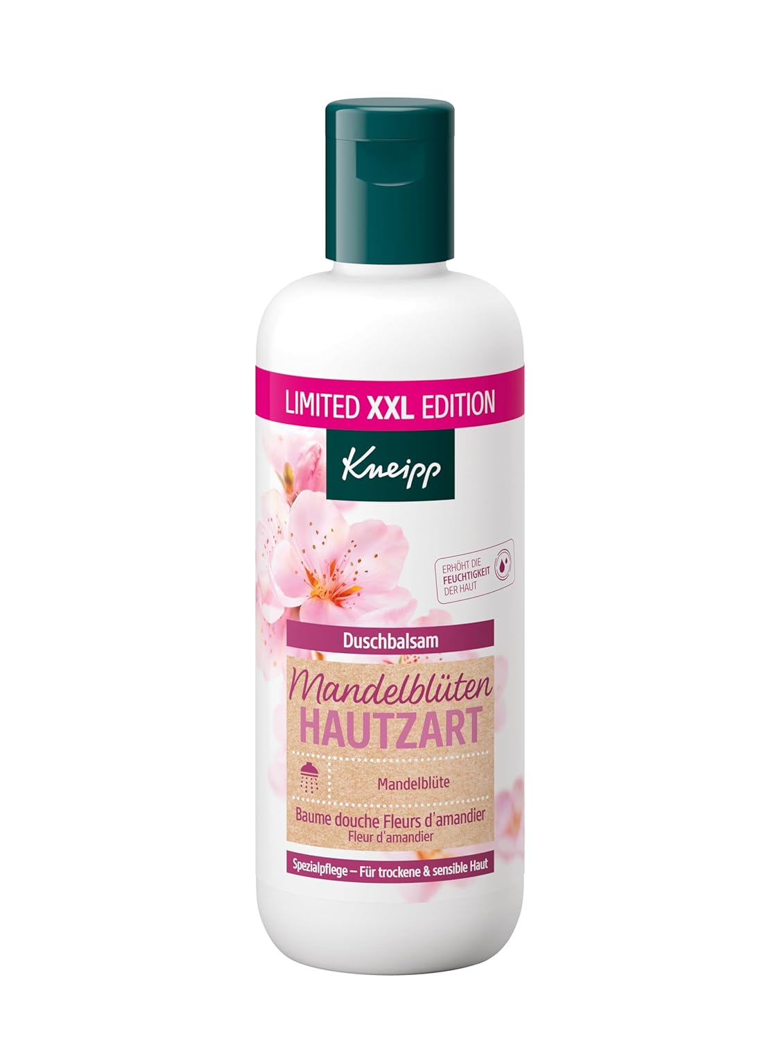 Kneipp XXL Shower Gel Almond Blossom Skin Delicate Shower Balm - with Almond Milk and Almond Oil for Smooth Skin - Formulation without Microplastics - 400 ml