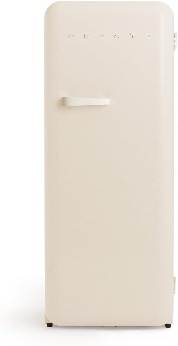 CREATE Retro Friend 150 Off White Fridge Freezer 281 L Cream White Handle 102 W Low Energy Consumption 150 cm 3 Shelves Temperature Control 60 x 60 x 150 cm