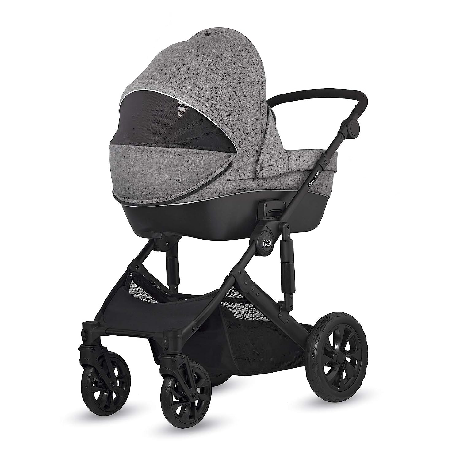 kk Kinderkraft Kinderkraft 2-in-1 Prime Lite Pushchair Set, Combination Pram, Sports Pram, Buggy and Carry Cot with Accessories, Rain Foil, Footmuff, Easy to Fold, for Children, Grey