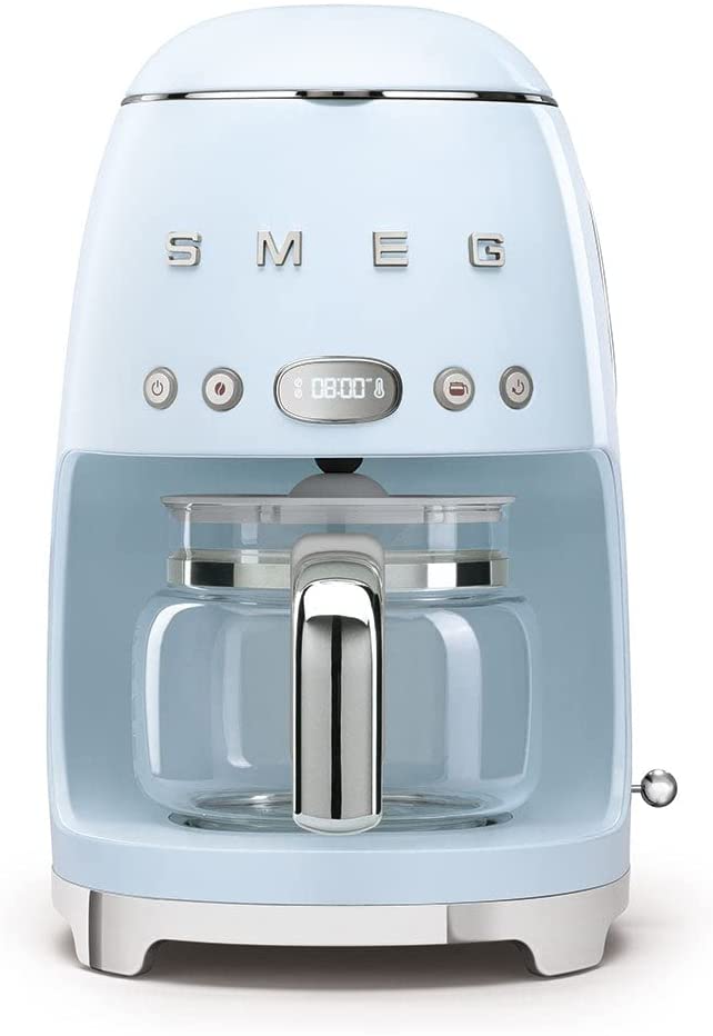 Smeg DCF02PBEU DCF02RDEU/PGAU/WHAU/CRAU/PBAU/SSAU Filter Coffee Machine, 18/8 Stainless Steel, 1.4 Litres, Blue