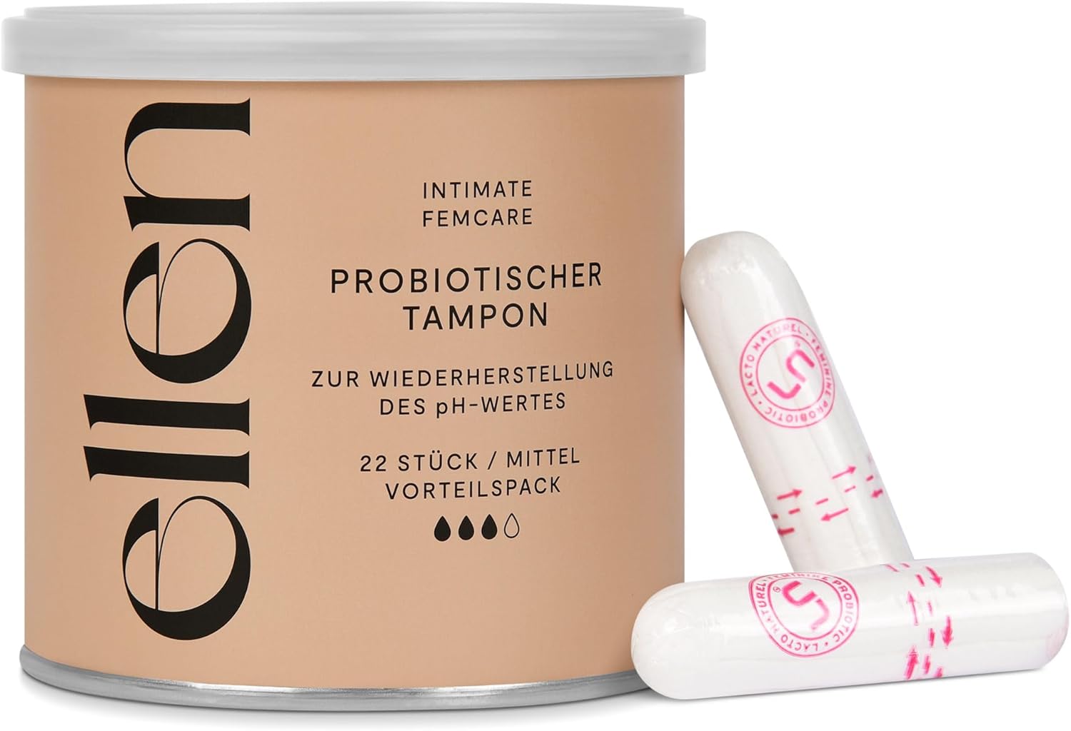 Ellen Store ellen Probiotic Tampons Normal, Pack of 22 - Tampons Enriched with Probiotics - Gentle Care for Vaginal Health, Value Pack