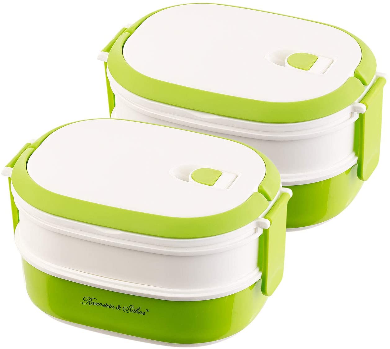 Rosenstein & Söhne Lunch Box: Set of 2 Lunch Boxes, 2 Tiers, Carry Handle, Clip Lid, BPA Free, 700 ml (Lunch Box)