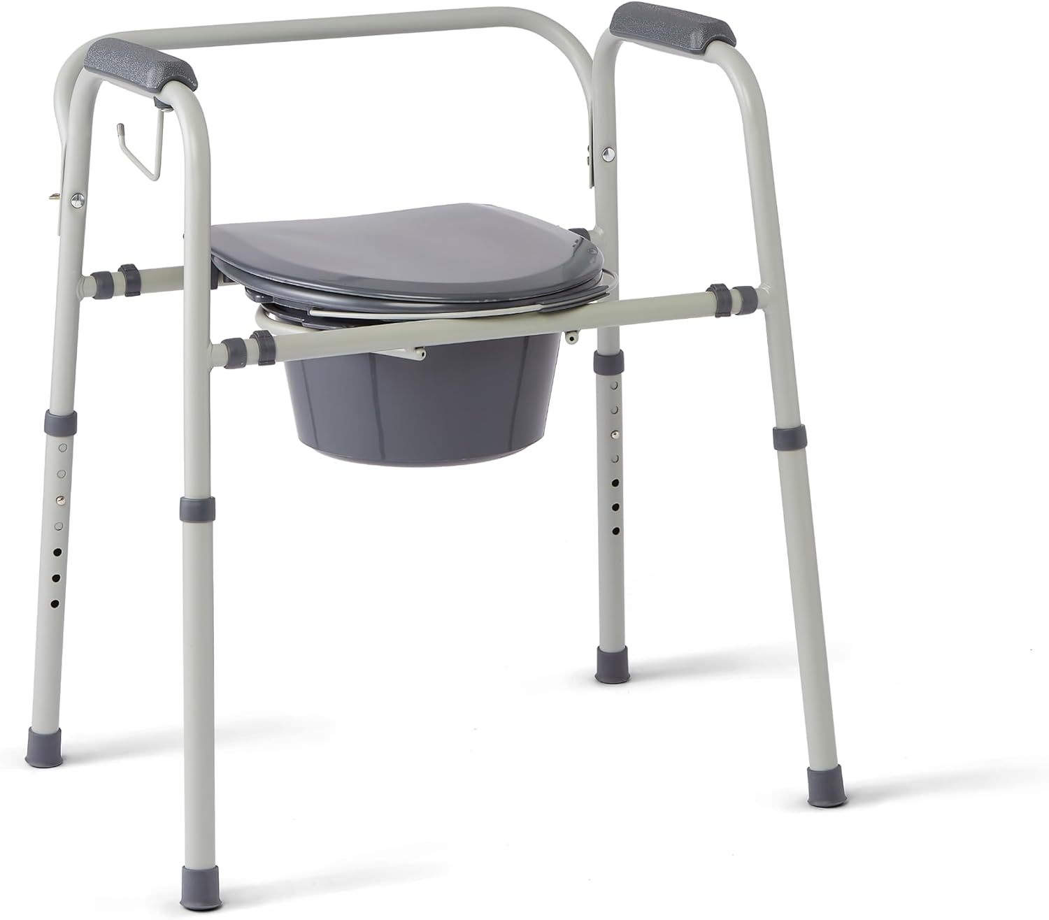 Medline 3 in 1 Portable Bedside Table Chest with Microban Anti-Microbial Protection - Can Be Used as Toilet Seat Raiser - Gray