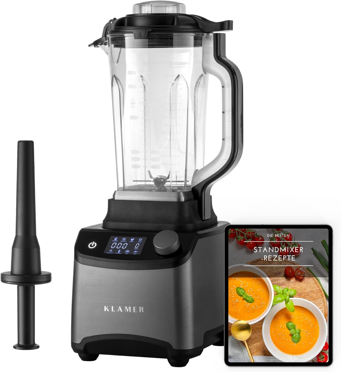 KLAMER High Performance Blender, 1.75 L Stand Mixer, Powerful 1800 W, Smoothie Maker with 28000 rpm, 9 Programmes and 8 Blades, BPA Free