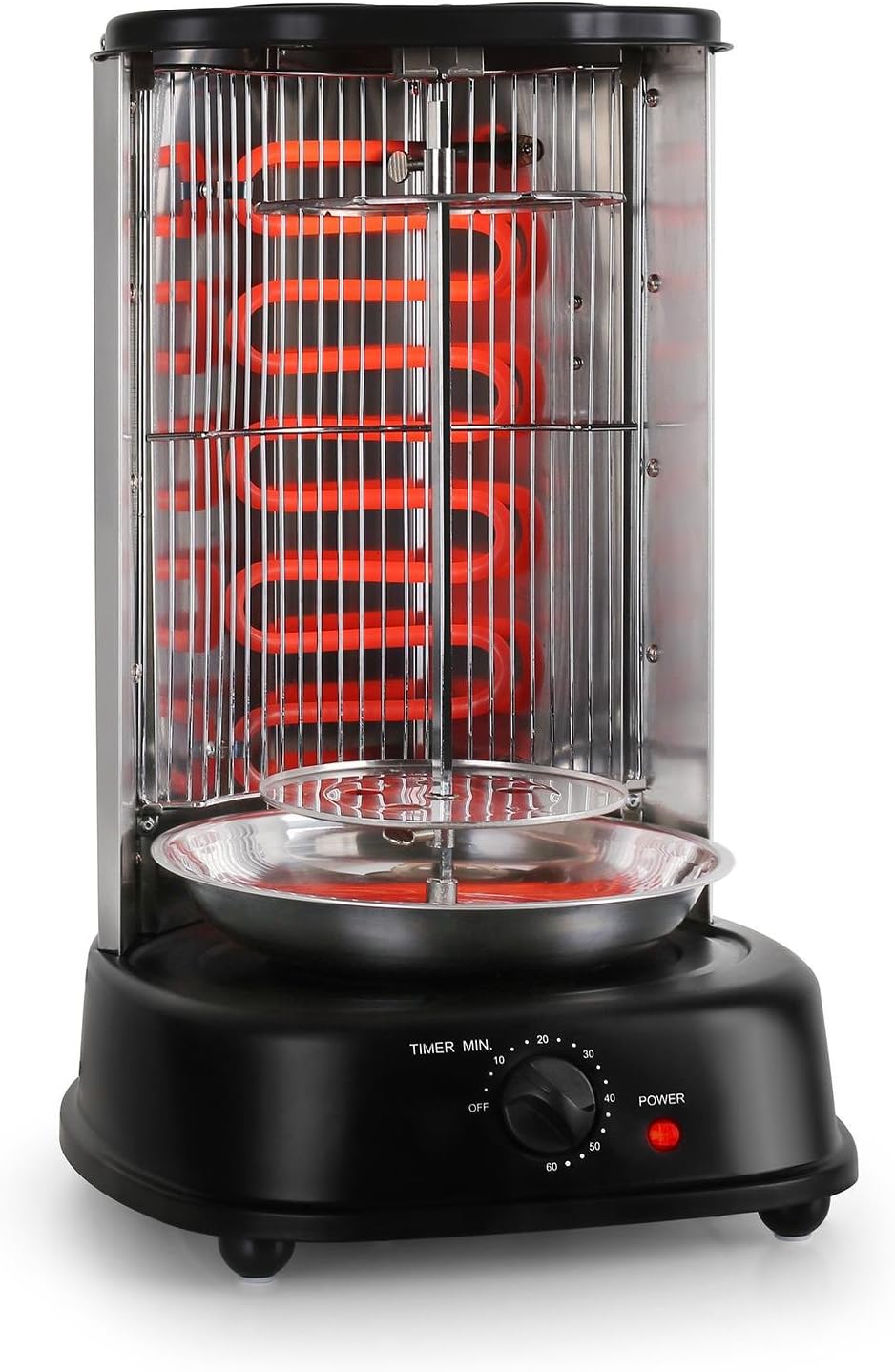 oneConcept Kebap Master Kebab Grill, Chicken Grill, Gyros Grill, Vertical Grill, Rotating Grill with Rotisserie Spit, Electric/Table Grill for Home, Max. Power: 1800 Watt, Black