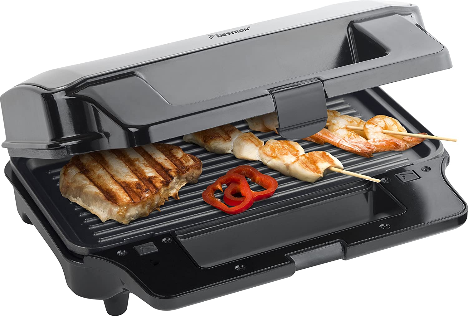 Bestron Non-Stick 3-in-1 Sandwich Contact Grill 900W Black