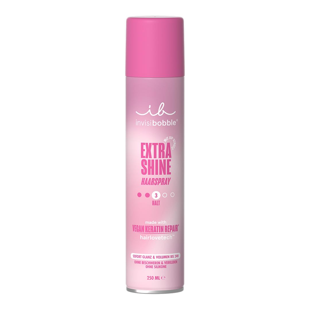 invisibobble Extra Shine Hair Spray, Instant Shine, UV Protection, No Sticking, Strong Hold, Vegan, for All Hair Types, 200 ml