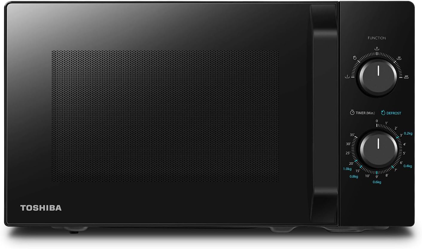Toshiba MW2-MM20PF(BK) Microwave, Solo Microwave 20 l, 800 W, 5 Power Levels with Practical Defrost Function, LED Lighting in Interior, Black