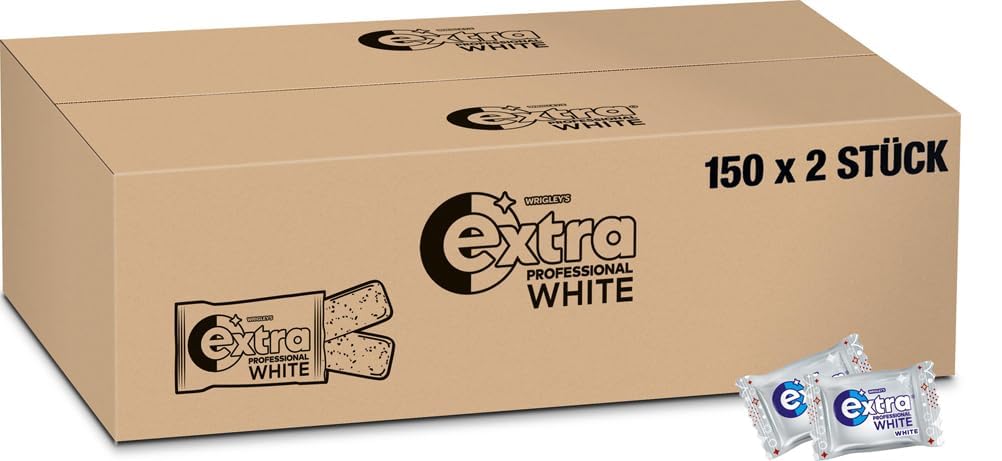 EXTRA Store Extra Professional Chewing Gum, Sugar-Free, White, 150 x 2 Dragees, Bulk Pack Chewing Gum, Xylitol Chewing Gum without Sugar with Mint Freshness (100 Dragees)