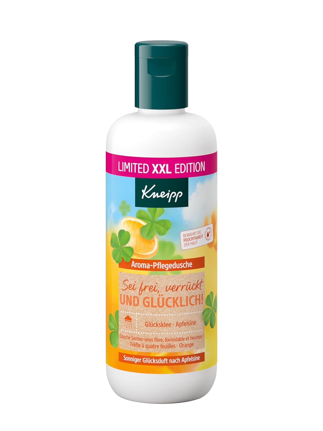Kneipp XXL Shower Gel "Be free, crazy and happy!" – Sunny Lucky Fragrance of Orange – Formula Without Microplastics – 400 ml