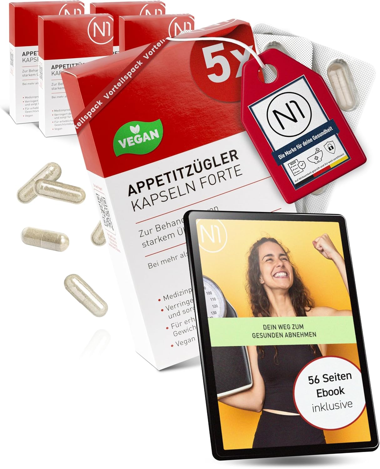 N1 Store N1 Appetite Suppressant Forte - Support for Healthy Weight Management - Medical Device for Adults with Obesity - 210 Capsules