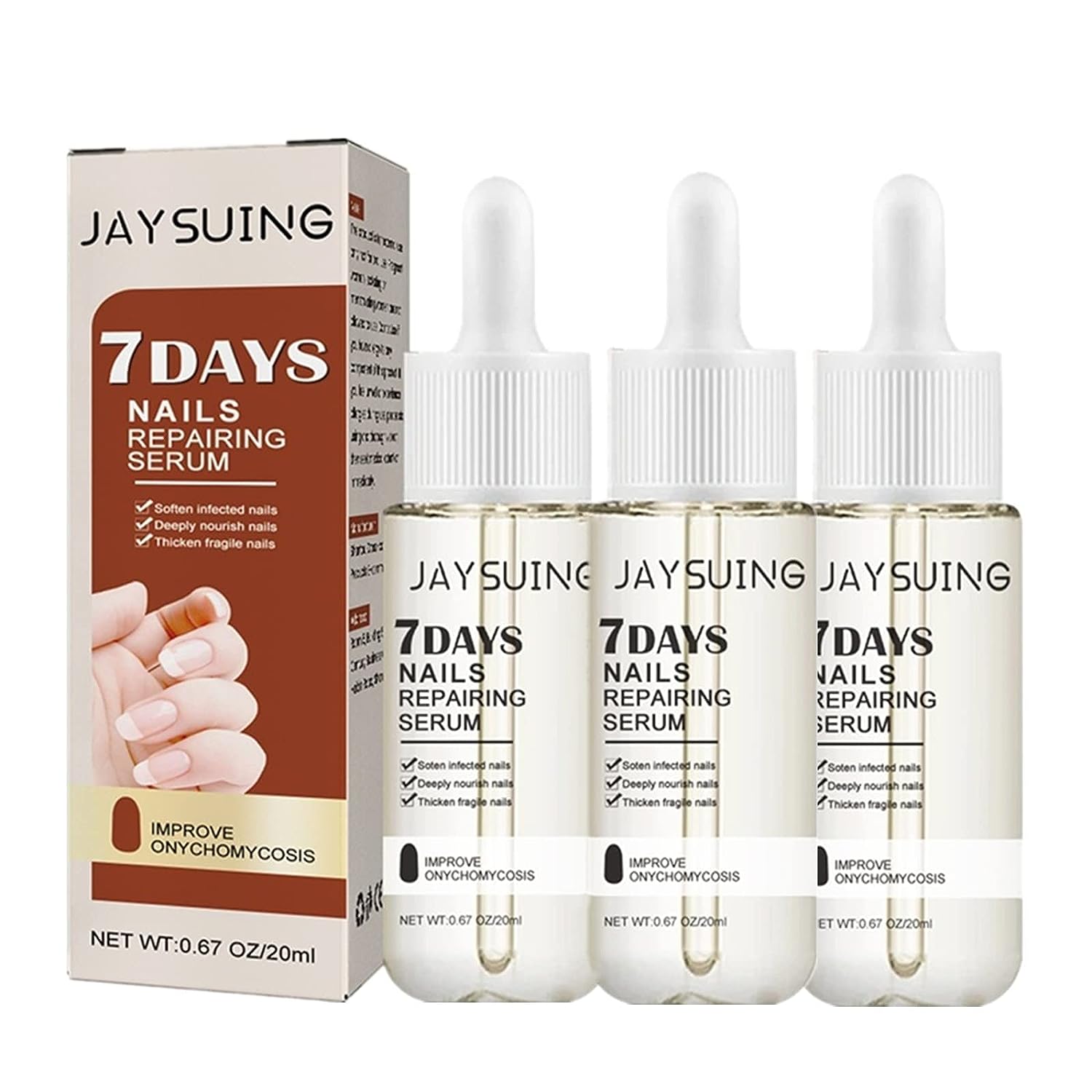 JOKBEN GFOUK 7 Days Nail Growth and Strengthening Serum, 7 Day Serum for Nail Growth and Strengthening, Stronger Nails in 1 Week, Toenail Repair Treatment Serum (b-3 Pieces)
