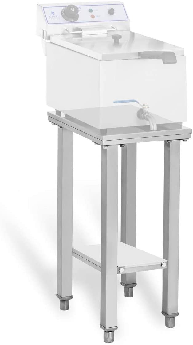 Royal Catering Fryer Rcsf 15E Lower Frame 2 Tier Shelves 41 x 29 cm, Maximum Load 150 kg Black Stainless Steel