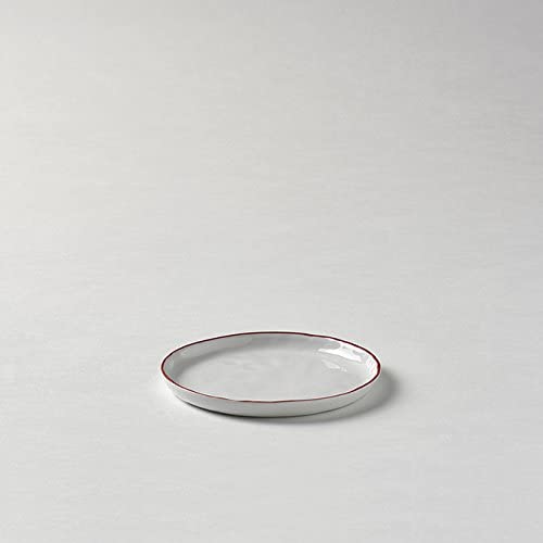 Lambert Piana Plate White Border Red Diameter 13.5 cm