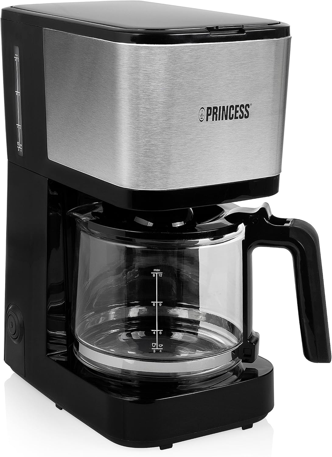 Princess Filter Coffee Machine, 1.25 Liter Glass Jug, 12 Cups, Stainless Steel with Permanent Filter, 246031