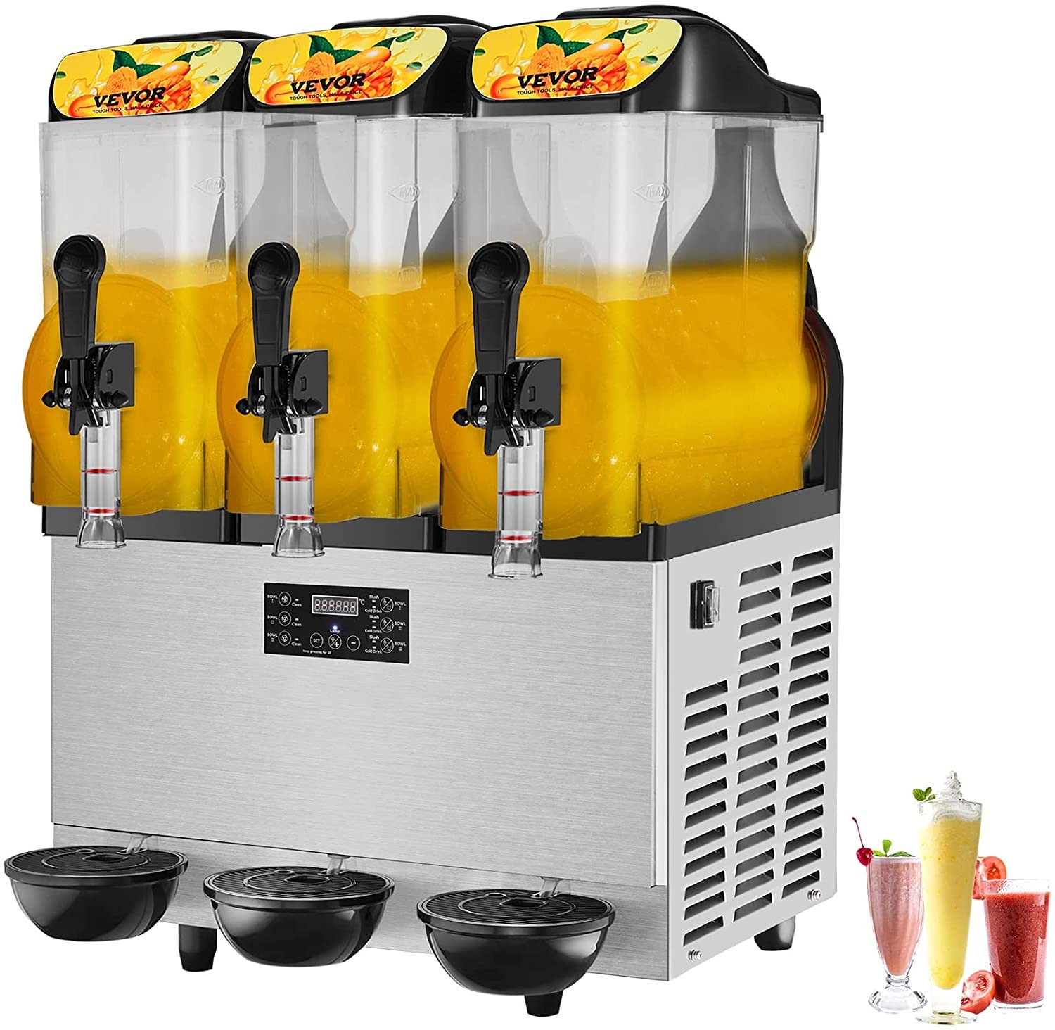 VEVOR Vor Commercial Slushy Machine, 36l Single Bowl, 75 Cups Margarita Machine, 1100W Stainless Steel Margarita Smoothie, Frozen Drink Maker, Slushie Machine for Party, Cafe, Restaurants, Bars etc.