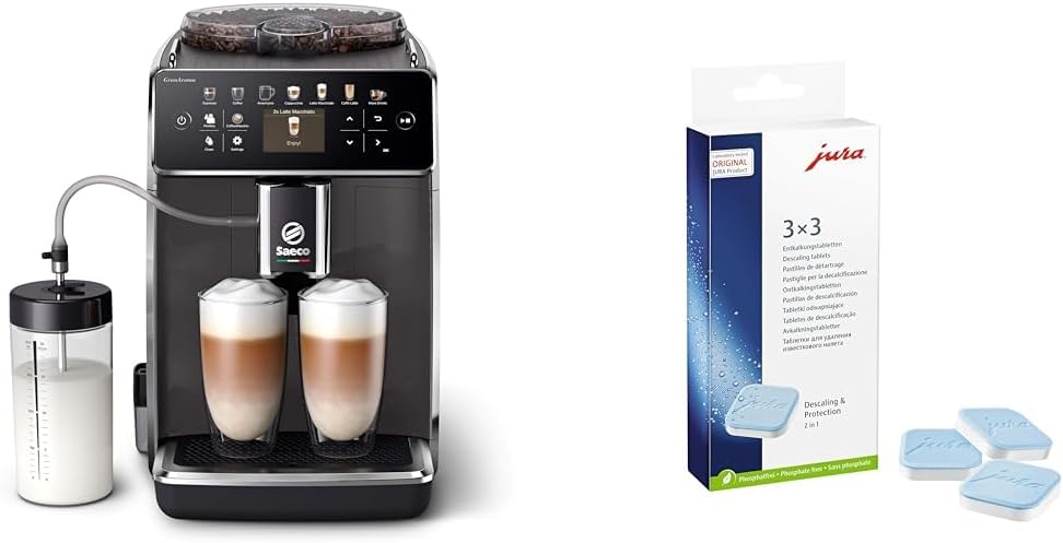 Philips Domestic Appliances Saeco GranAroma Fully Automatic Coffee Machine - 14 Coffee Specialties, Intuitive Color Display & Jura Original - Descaling Tablets for 3 Descaling Processes