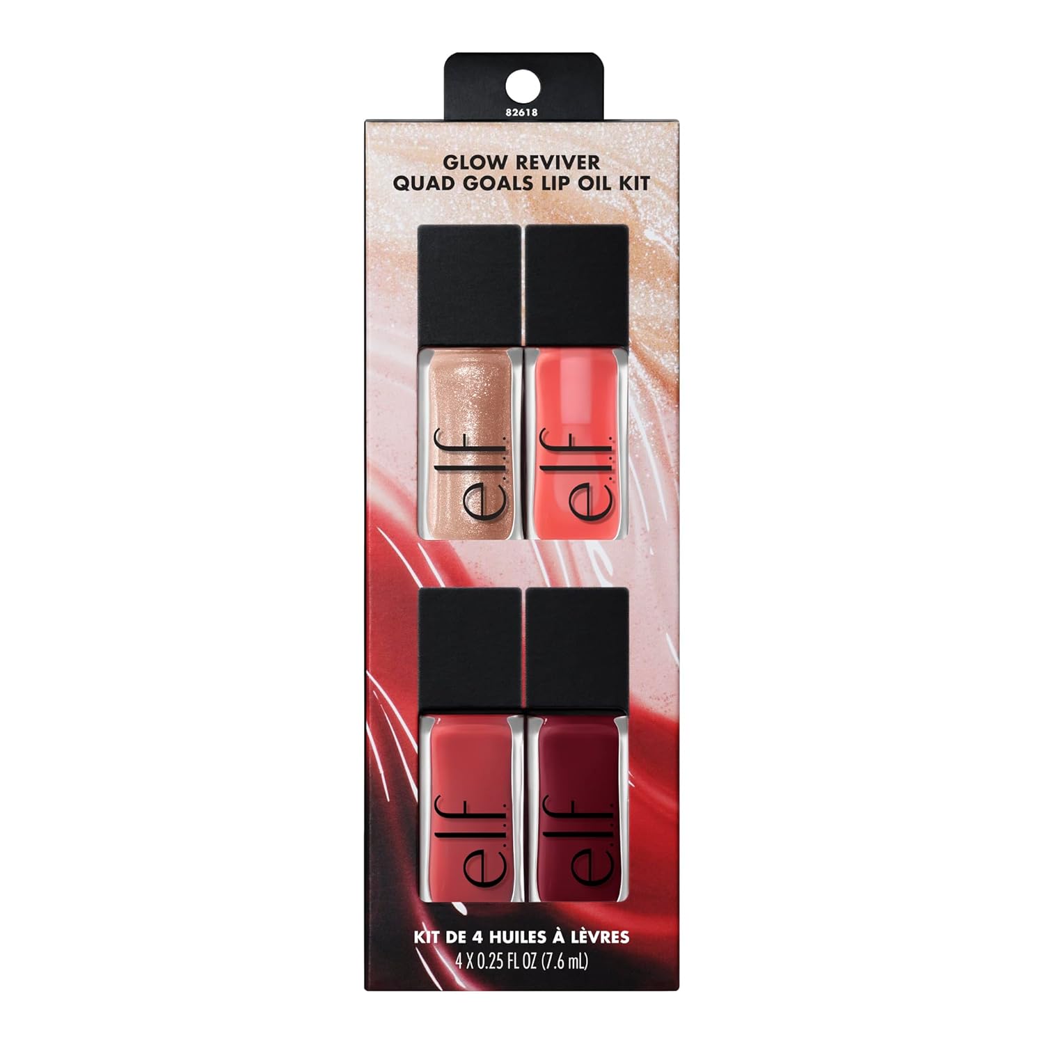 e.l.f. eleven. Glow Reviver Quad Goals Lip Oil Kit, 4 Colors: Pink Quartz, Rose Envy, Jam Session, Crystal Baller, Moisturizing Formula, High Gloss Finish, Vegan & Cruelty Free