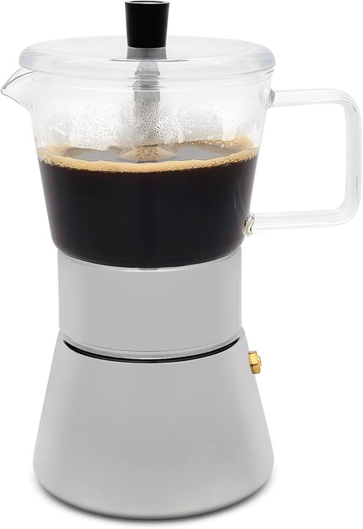Leopold Vienna Espresso Maker Induction Stainless Steel Coffee Maker with Stainless Steel Filter for 4 Cups Espresso for Best Coffee Enjoyment