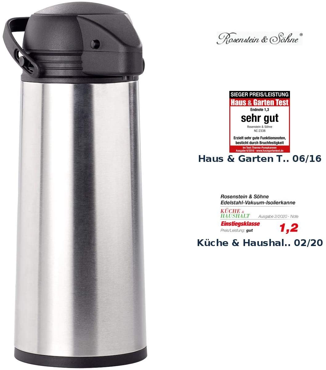 Rosenstein & Söhne Stainless Steel Pump Pot Vacuum Jug Garden, Lawn, Mainte