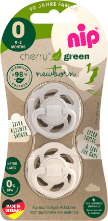 NIP Schnuller Cherry Green latex, gray/brown, 0-2 months, 2 hours