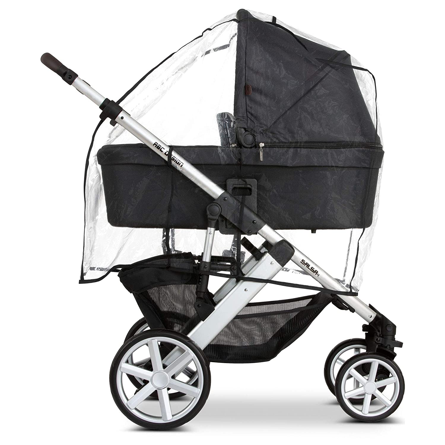 ABC Design Universal Rain Cover - for Pushchairs with Carry Cot & Sports Seat - Free from Harmful Substances - Colour: Transparent