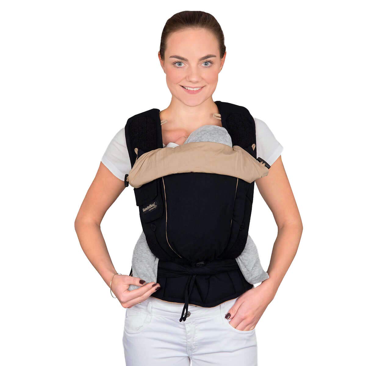 HOPPEDIZ Bondolino Baby Carrier with Binding Instructions, Poplin Sand-Cream