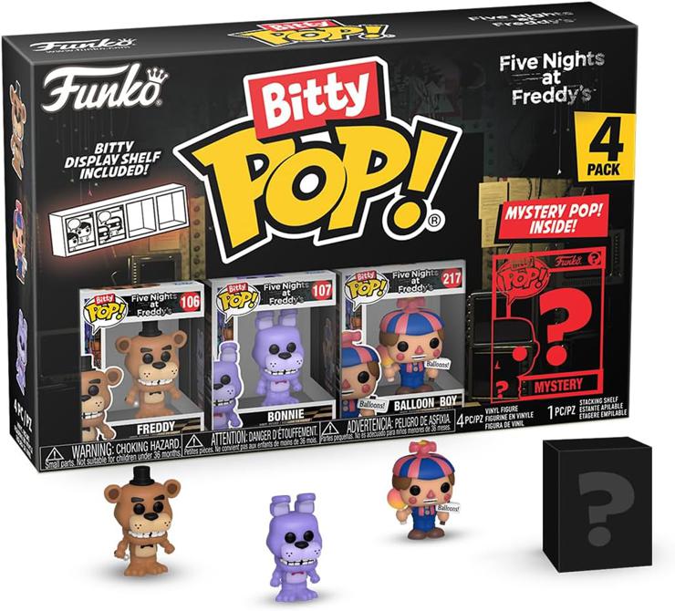 Funko Bitty Pop! Five Nights at Freddy\'s (FNAF) - Freddy 4PK - Freddy, Bonnie, Balloon Boy and a Surprise Mini Figure - 0.9 Inch (2.2 cm) Collectible - Gift Idea - Cake Topper