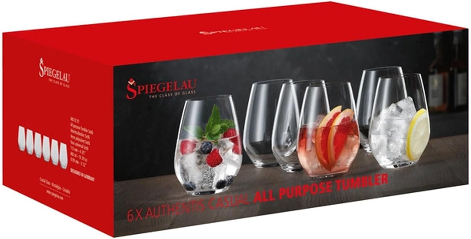 Spiegelau Authentis Casual 4800291 Glasses Set of 6 460 ml Crystal Glass Water Glasses Dishwasher Safe