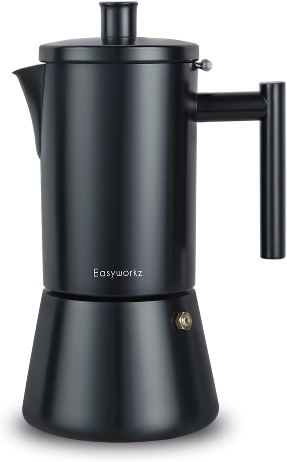Easyworkz Diego Espresso Maker for Stove, Stainless Steel, Italian Coffee Machine, 6 Cups, 300 ml Mocha Pot, Induction Espresso Pot, Matte Black