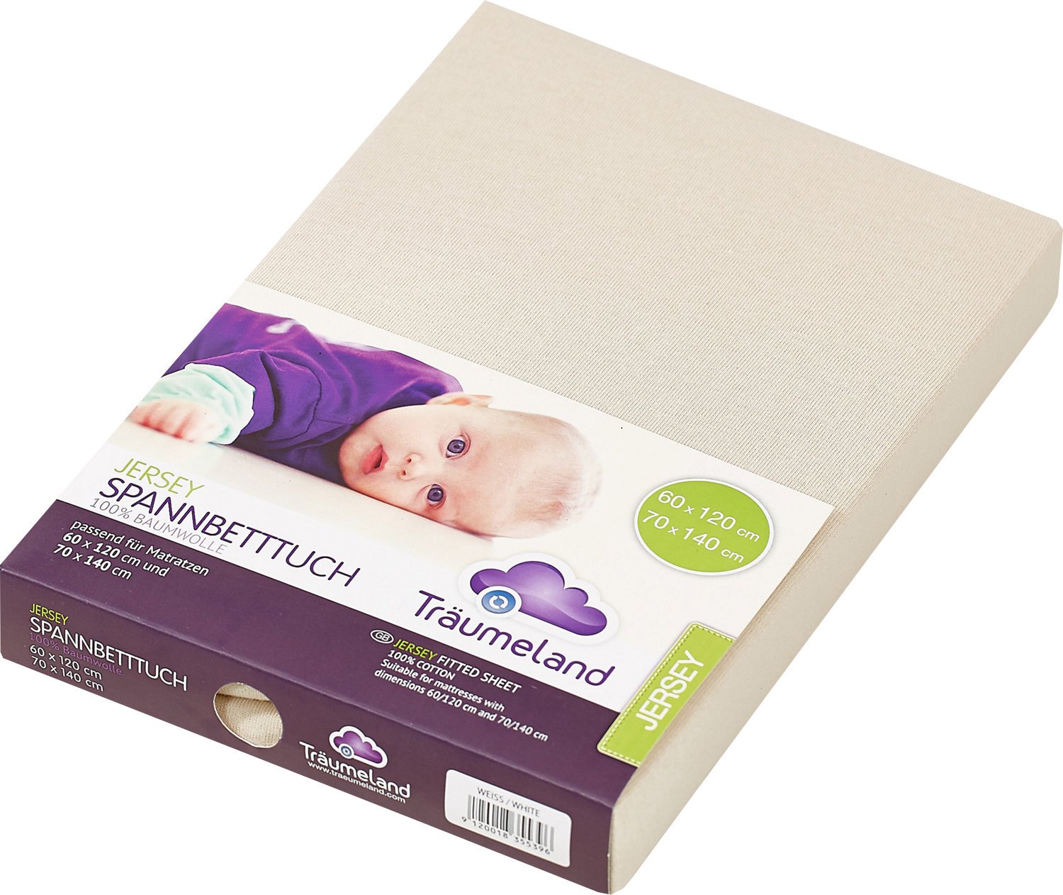 Traeumeland Träumeland Jersey Fitted Sheet 40 x 90 cm Beige